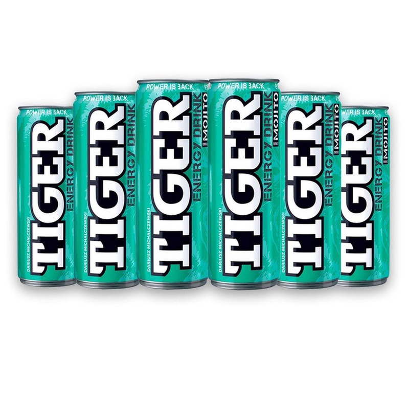 TEMU Gazowany Tiger Energy Drink With Mojito Flavor 250 Ml X 6pcs