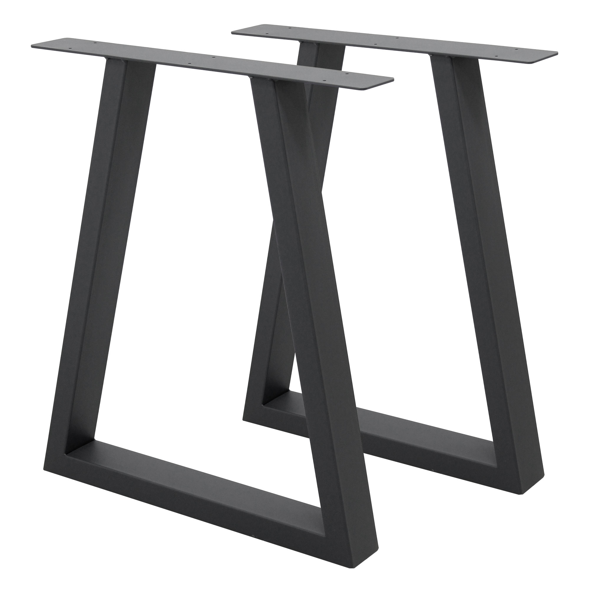 Ecd Germany 2x Table Legs Trapezoidal Design, 60 X 72 Cm, Powder-coated Steel, , Metal Table Frames Table Base Table Legs Furniture Feet, For Dining Table Desk