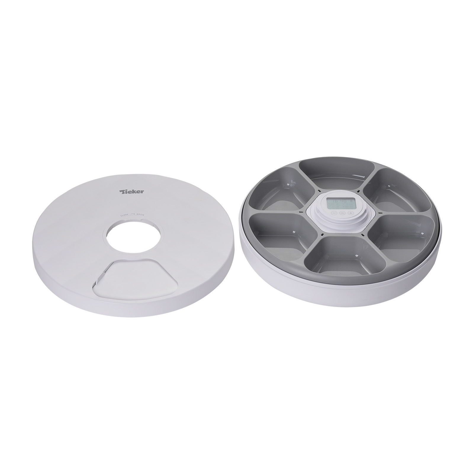 Dog Feeder Dispenser with Six Partitions, 31cm White