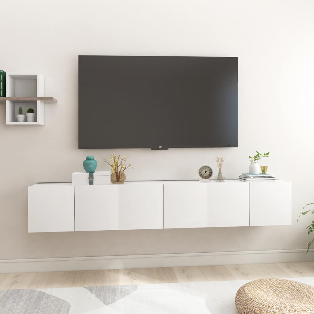Vidaxl 3x Tv Hanging Cabinet Lowboard Tv Cabinet Tv Table Sideboard Wall Cabinet Hifi Tv Furniture Table Board White 60x30x30cm