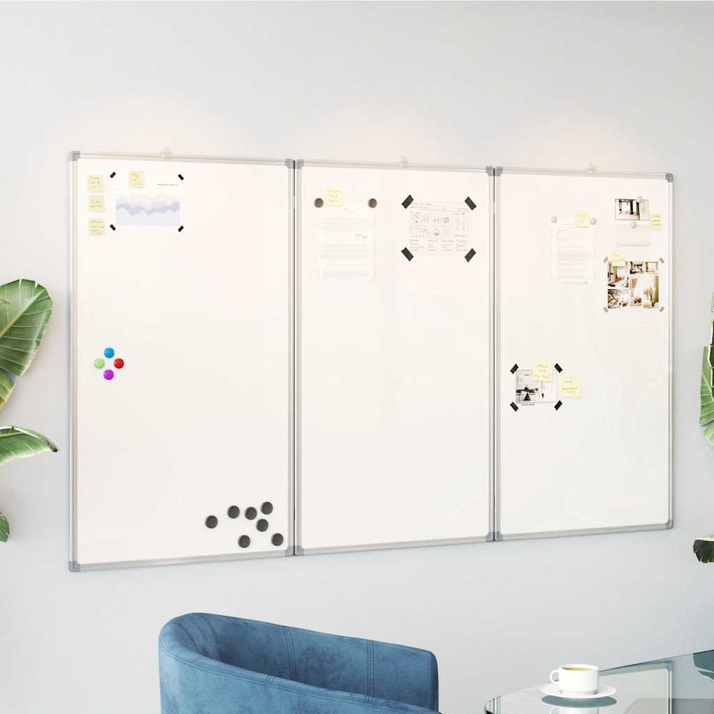 Vidaxl Magnetic Whiteboard, Memo Board With Hooks, Panel, Magnetic Board For School, Conference Room, Office, Writing Board, Foldable Aluminum