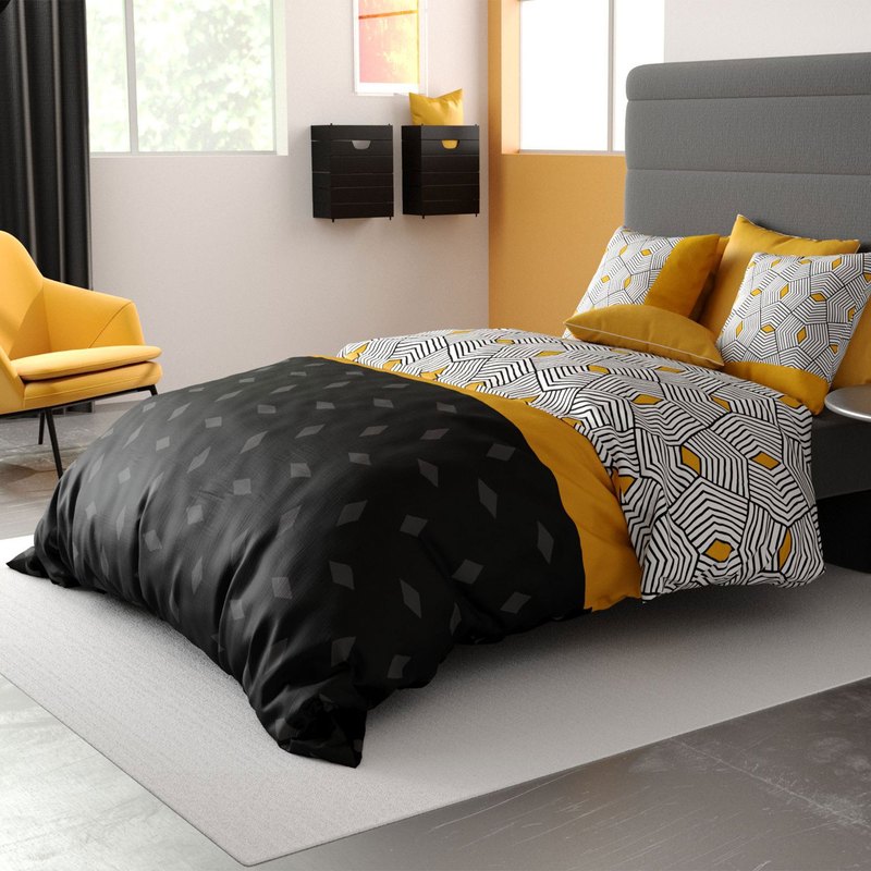 TEMU Parure de lit 220x240 cm coton 57 fils - 3 pièces