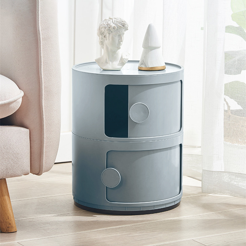 Grey Two-Layer Office Supplies Storage Cabinet