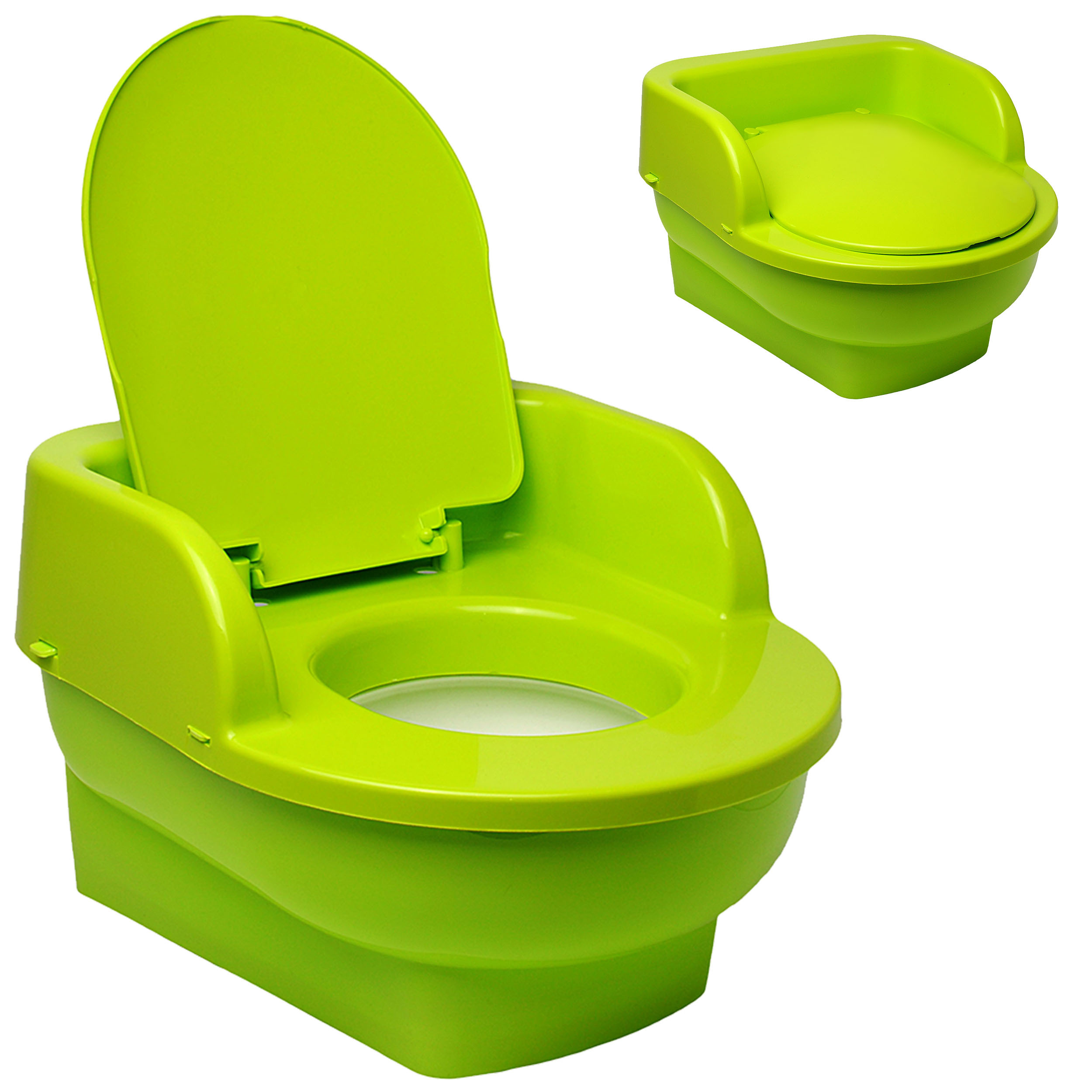 Image of Children's Toilet - Potty / Chamber Pot / Baby Potty - With Lid - Green - Green - Bieco - Large - Travel Toilet - Baby Potty / Children's Toilet / Training Potty - T..