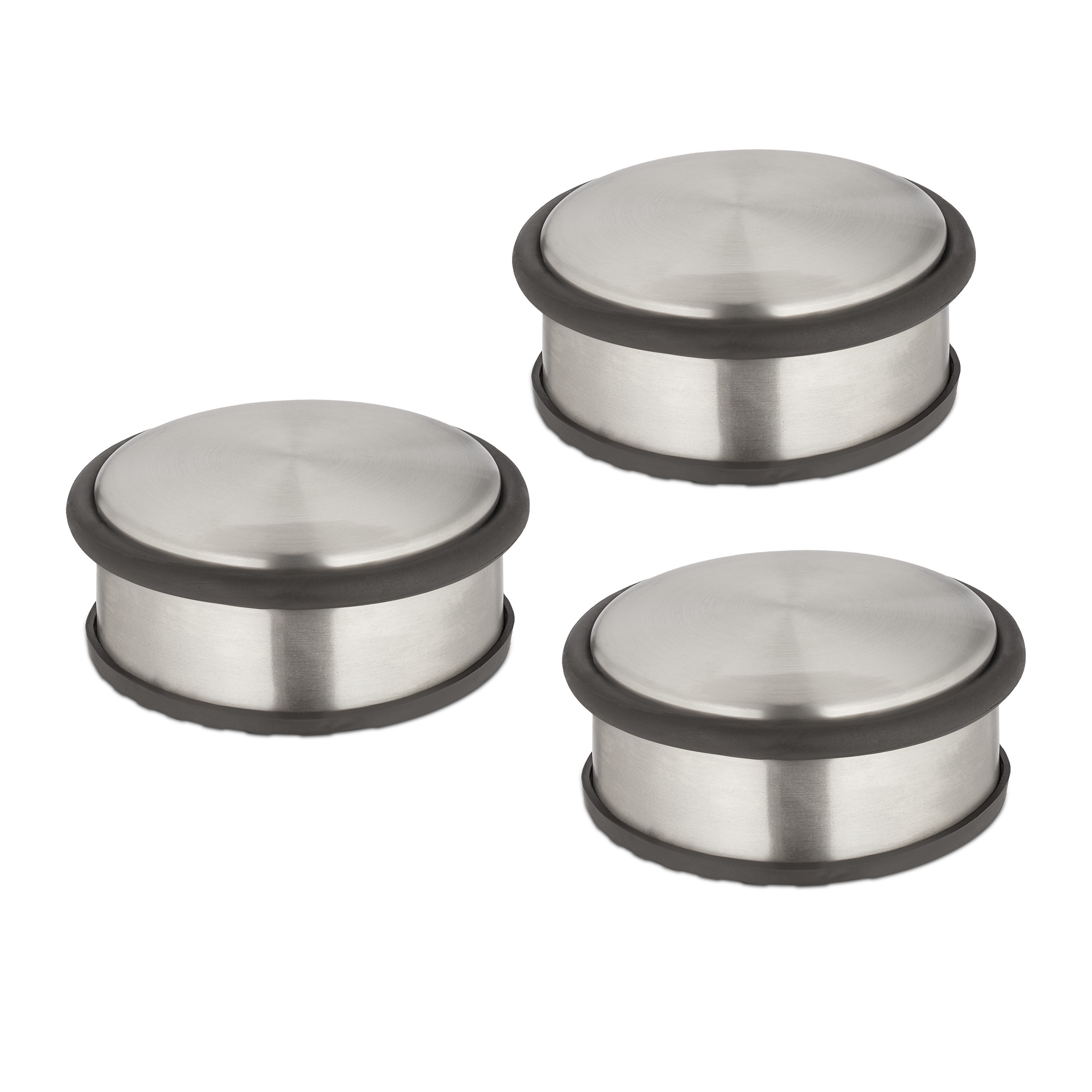 3 X Door Stoppers In Silver/black - (h)4.5 X Ø 10.5 Cm