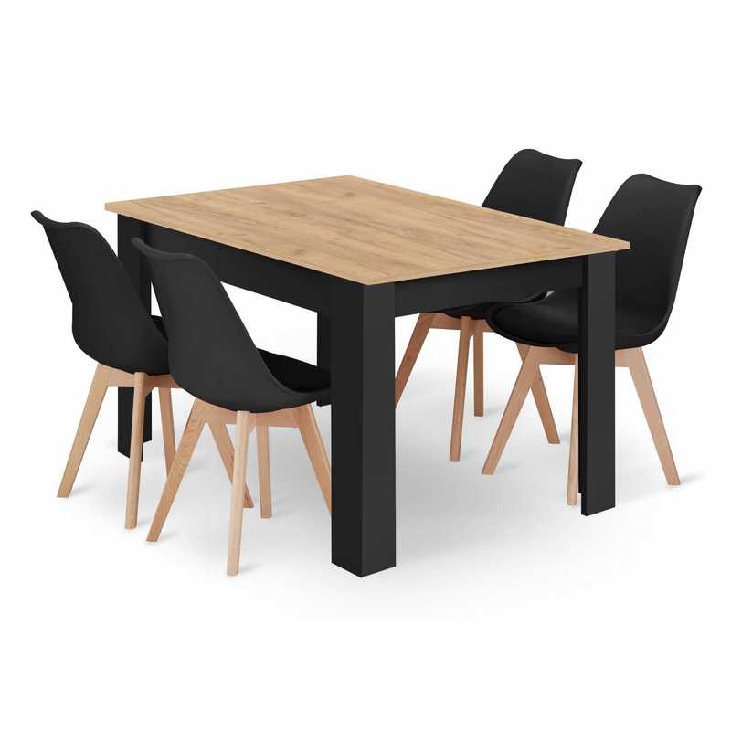 Image of Chair Table Np 120x80 Artisan Black Legs 4 Chairs Mark Natural Design Combined With Ergonomics Set Perfectly Fits The Living Room, But The Kitchen Dining Room Functionality, Simple