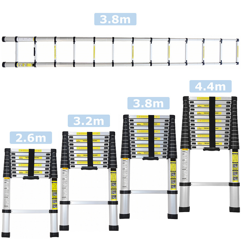 TEMU Aluminium Telescopic Ladder Non-slip Single Ladder Aluminium Ladder Extendable Straight Ladder Ladder Aluminium Telescopic Ladder, Load Capacity