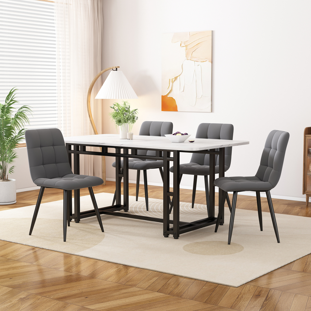 Image of 120x70cm Luxury Lightweight Dining Table With Uniquetabletop & Black Metal Legs – For Dining And Living Room, Spacious & Comfortable, Quality