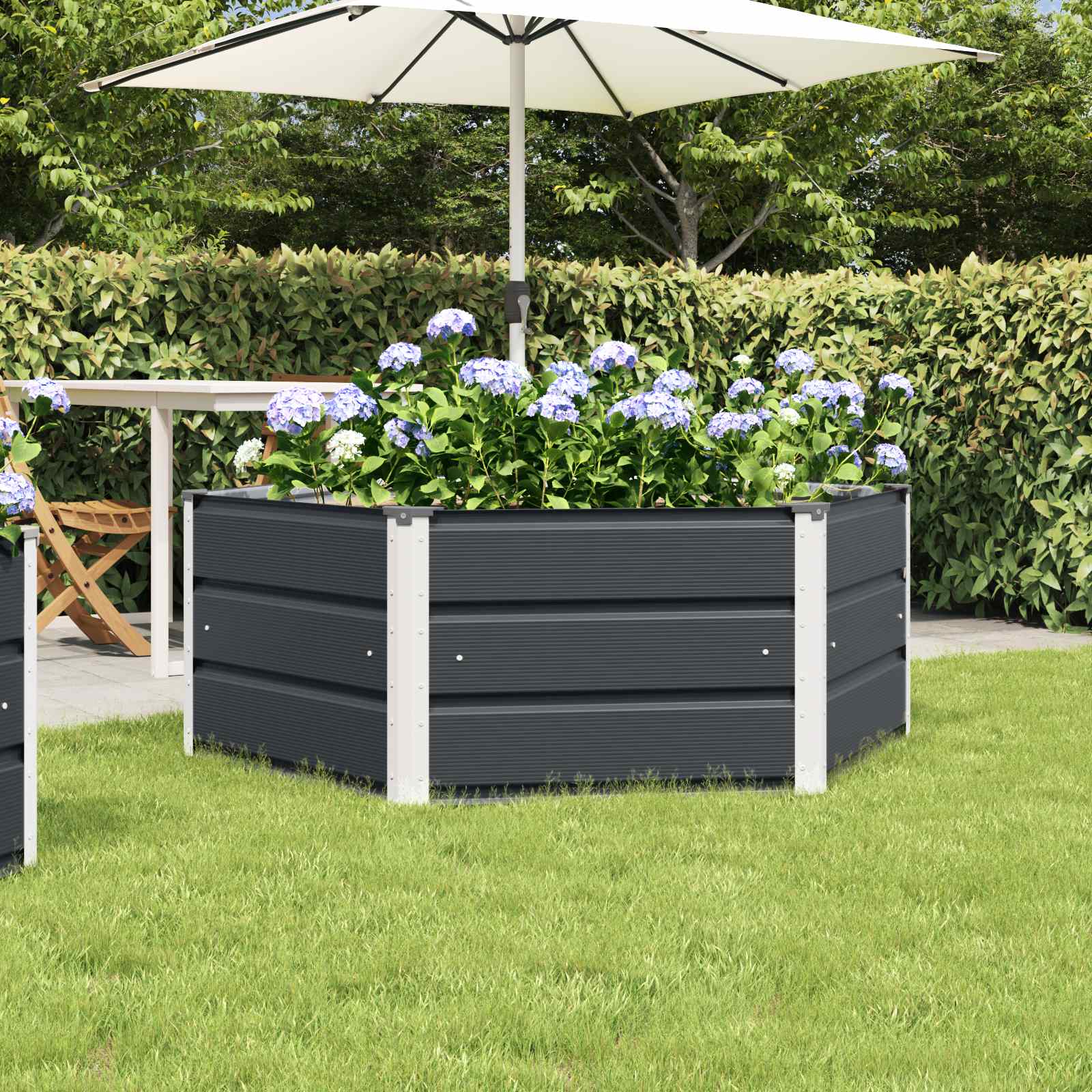 Image of Vidaxl Iron Planter Garden Decor Outdoor Planter Modern Planter Metal Planter Geometric Flower Pot Garden Aesthetics