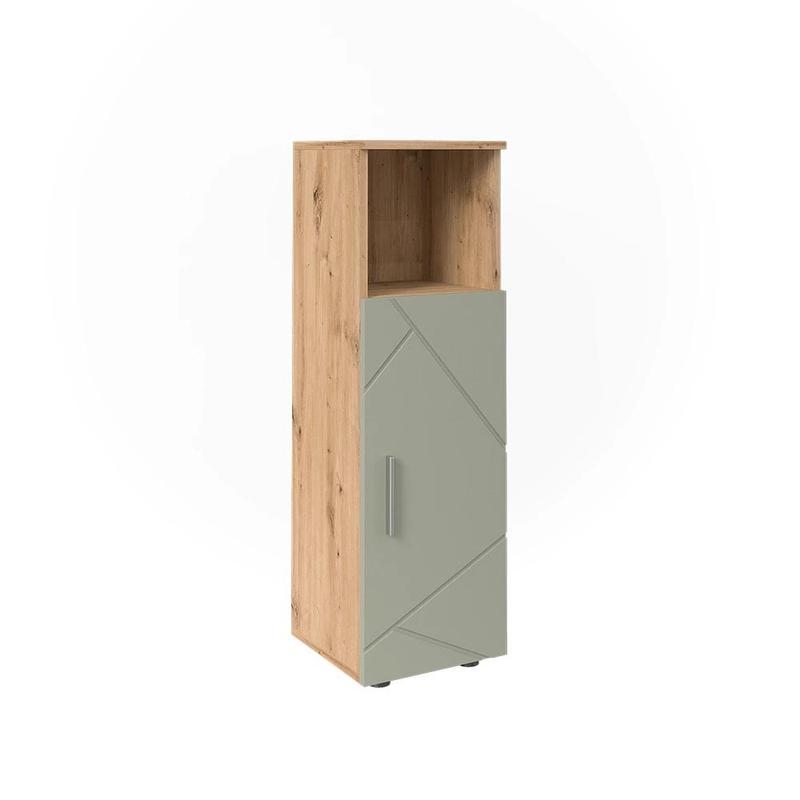 Image of Irma Sage Green Mid Cabinet 30 X 95 Cm, Bathroom Furniture, Bathroom Cabinet, Particle Board, 16 Mm, Bathroom Storage