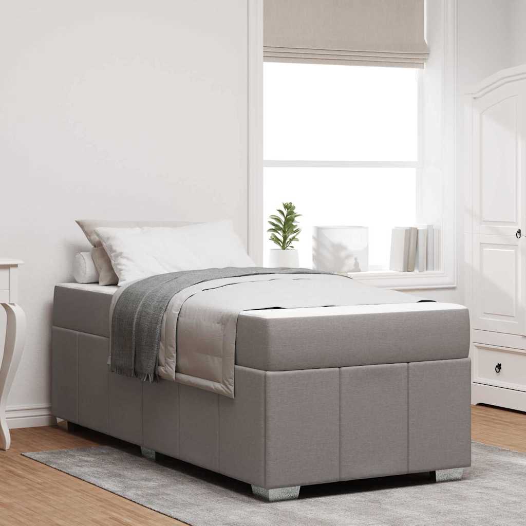 Vidaxl Bed Frame With Mattress Taupe 90 X 200 Cm Fabric, Modern Sleeping Area, Comfortable Box Spring Beds, Durable Frame Covers, Relaxation Solutions, Contemporary Design