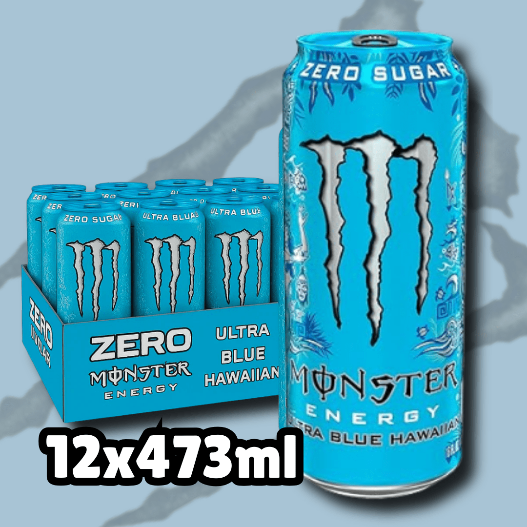 Image of 12x Monster Energy Ultra Blue - Hawaiian Flavor 0 Sugar Energy Drink With Caffeine & Taurine, 12x 473 Ml Can