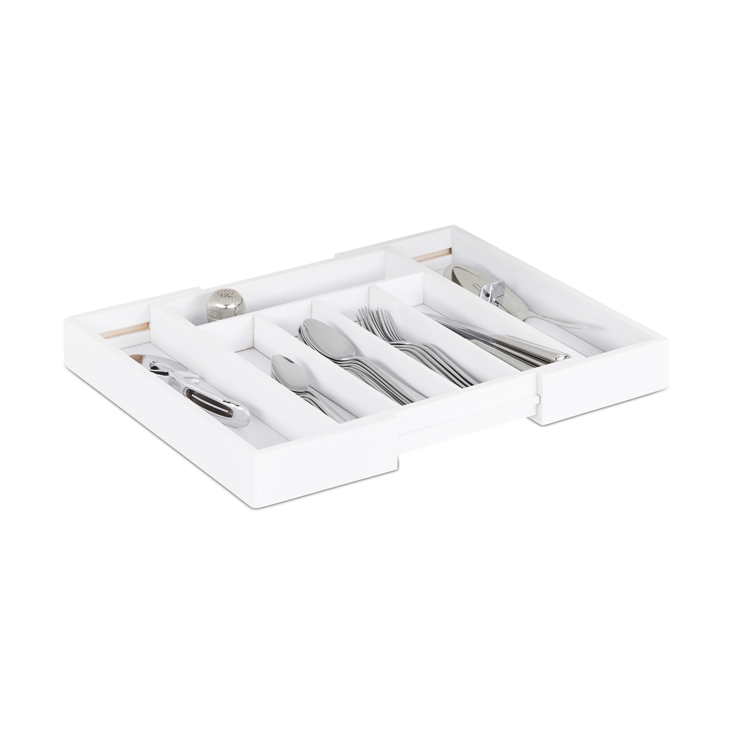 Cutlery Box In White - (w)48.5 X (h)5.5 X (d)37 Cm