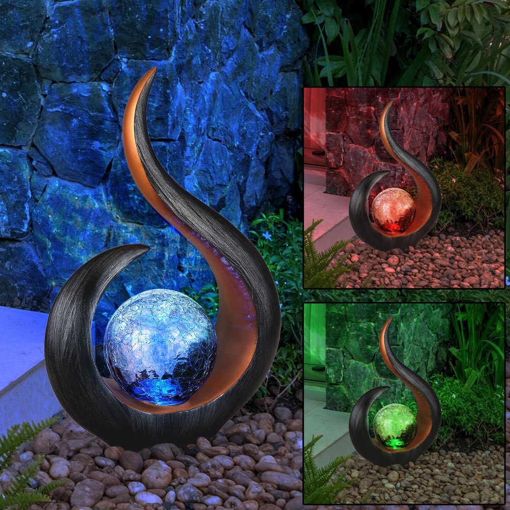 Image of Outdoor Solar Lamps For Placement, Led Solar Garden Led Sculpture, Curved Color Changer, Plastic Glass, 1x Rgb Led Battery, .5 Cm