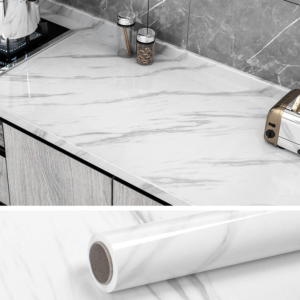 TEMU Marble Sticky Back Plastic 60cmx10m Granite White Grey Vinyl Wrap Contact Paper Self Adhesive Wallpaper Waterproof Pvc Roll For Kitchen
