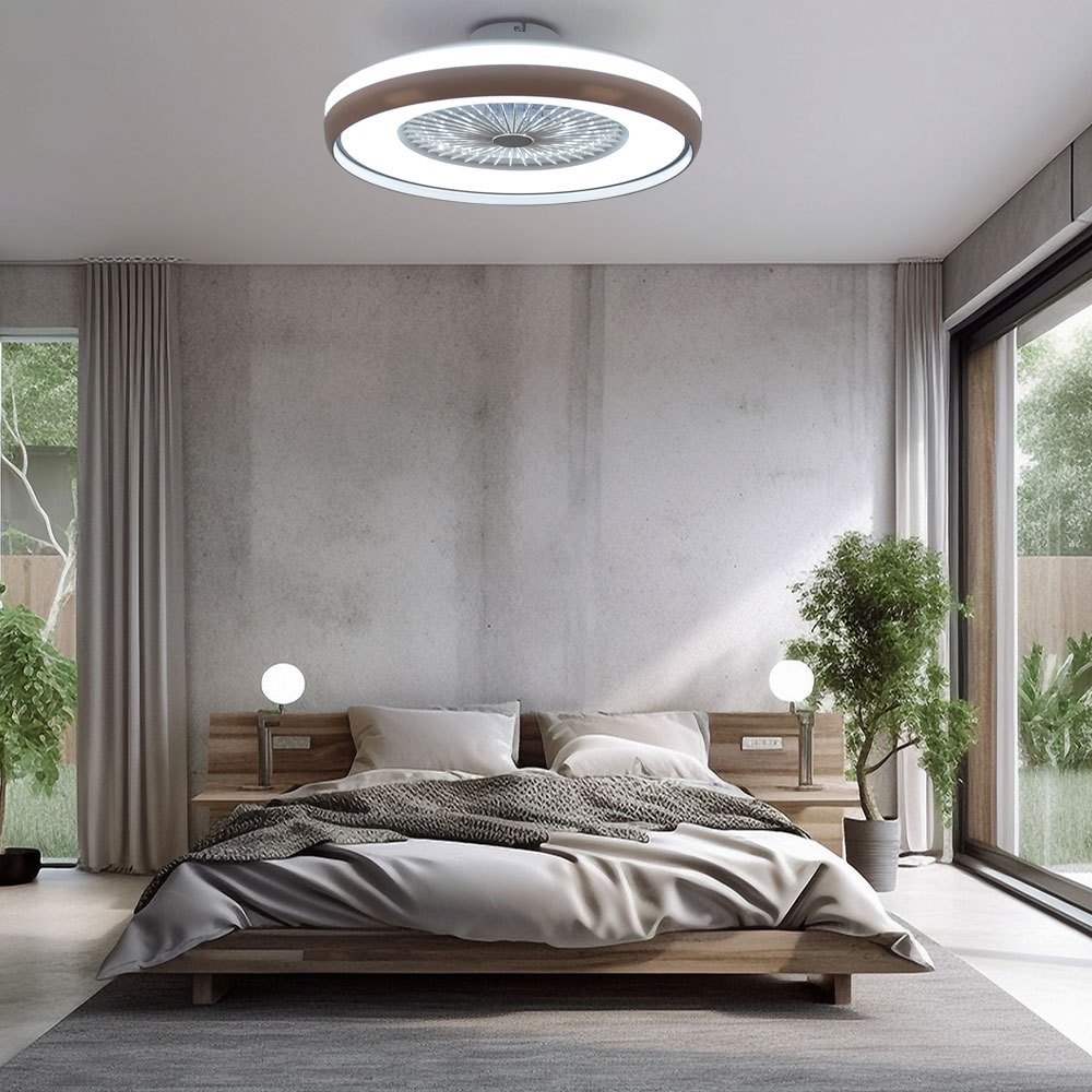 Ceiling Fan Light, Ceiling Lamp, Living Room Fan Light With Cct Remote Control, 3-speed Timer, 1x Led 32w 3000lm Warm , Dxh 60x20cm