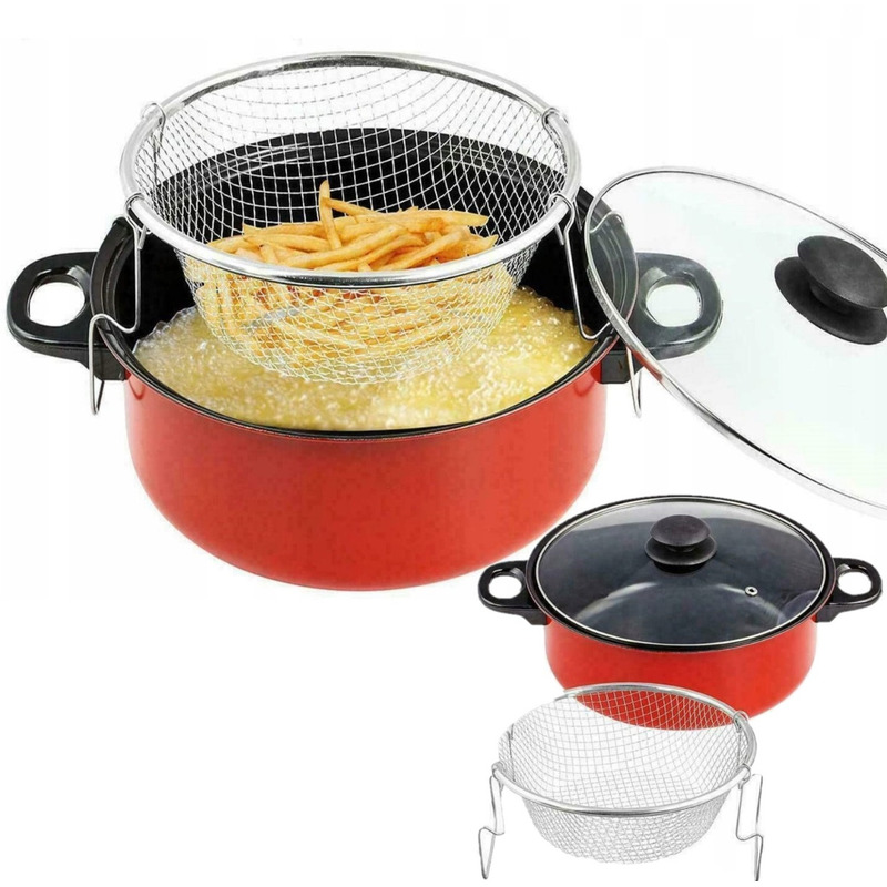 Frying Pan For Frying Fish Chicken Pancakes Basket Frying Basket + Basket