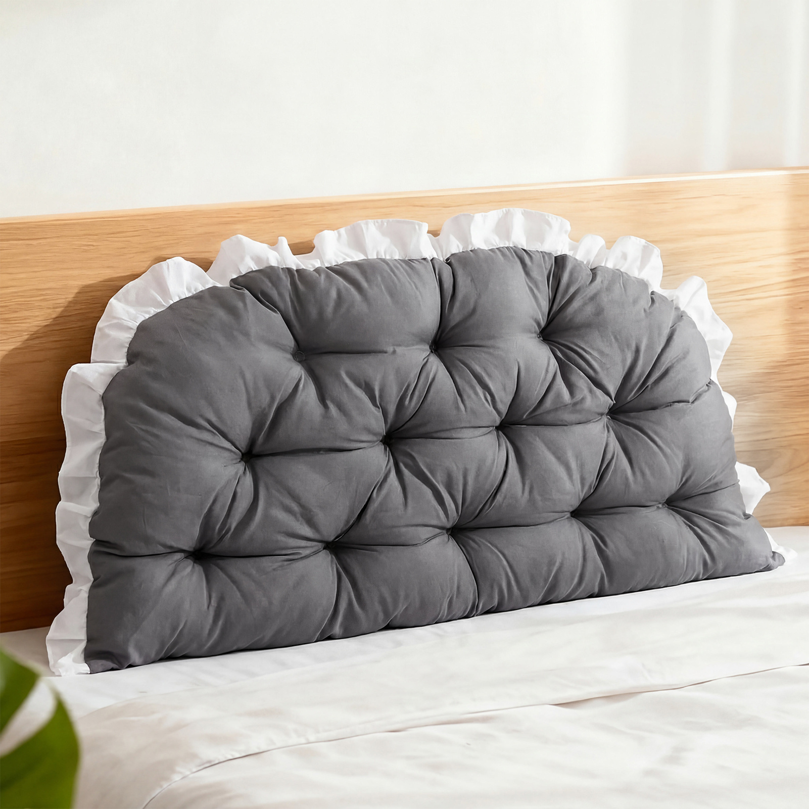 TEMU 1pc Comfortable Backrest Pillow With Edges, Multifuctional Headboard Pillow Cushion With Fixing Ties And Removable Cover, Zipper Closure, Ideal