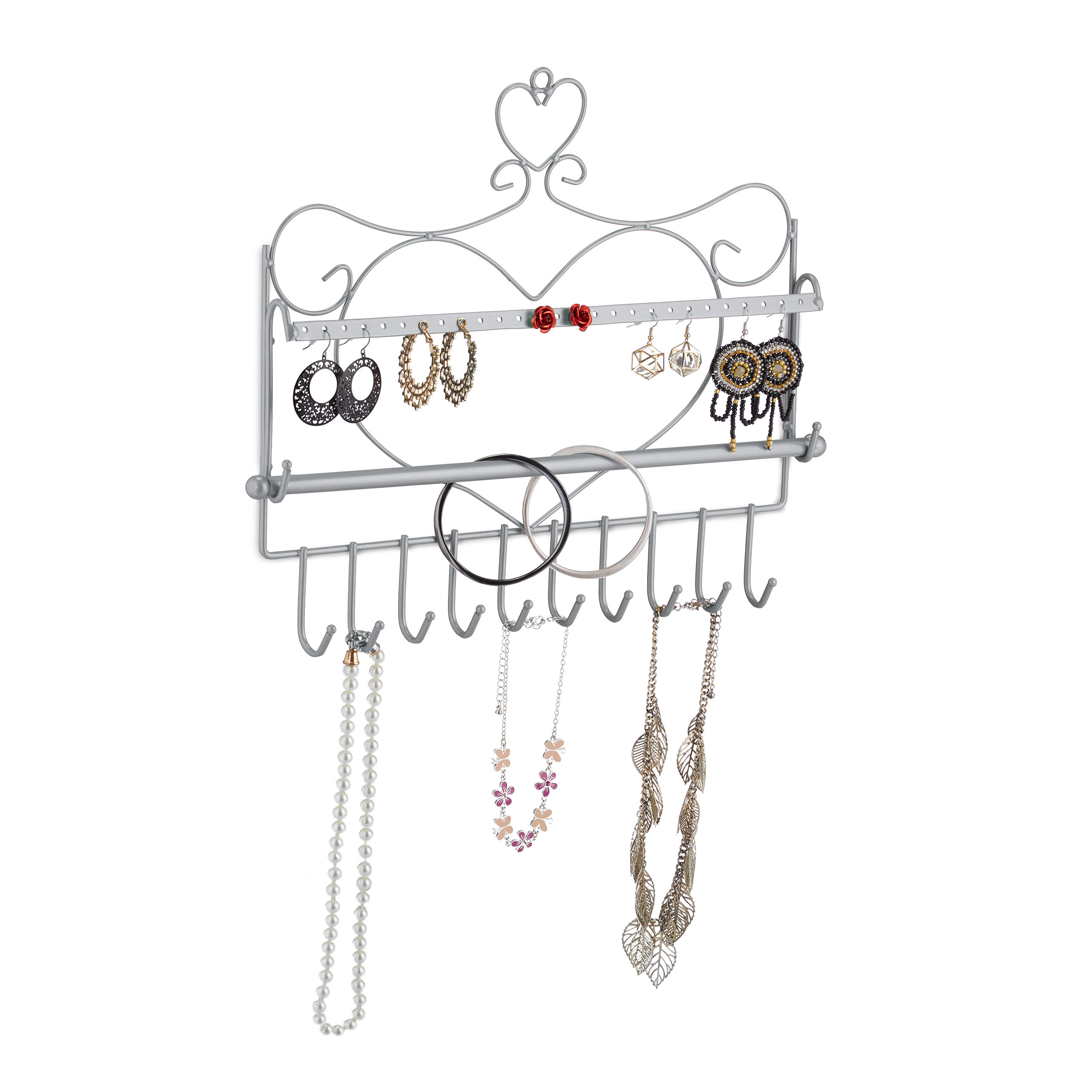 Wall Jewelry Holder In Silvery - (w) X (h)30 X (d)3.5 Cm