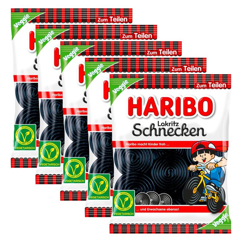 5x Haribo Licorice Snails 175g (5x175g)