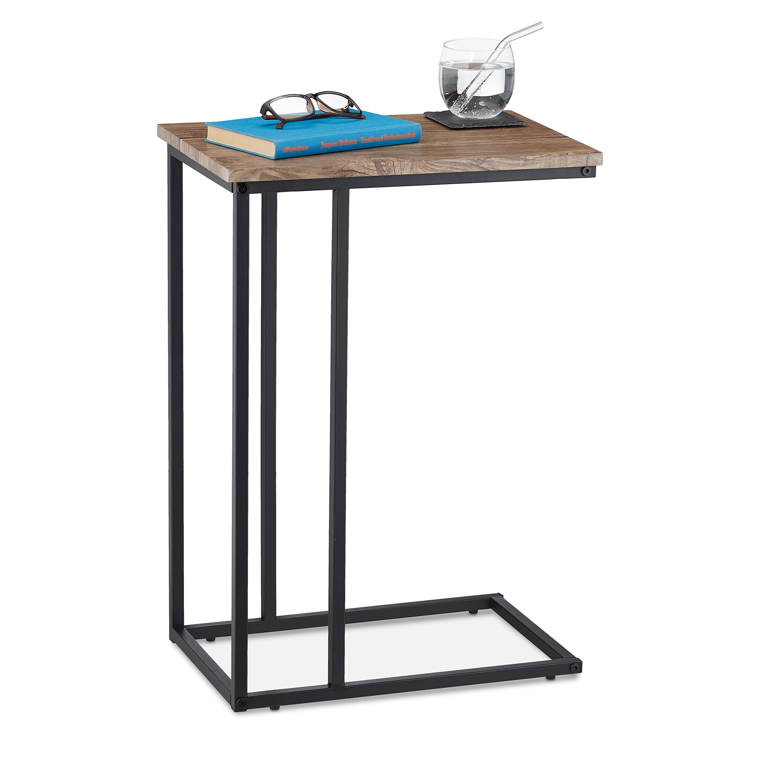 Industrial Side Table In Gray-brown/black - (w)46 X (h)66 X (d)30 Cm