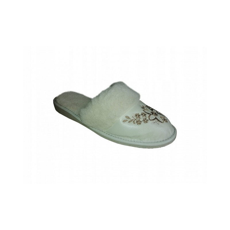 Image of Insulated Women's Slippers With A Closed Toe, Beige House Slippers - Size 280