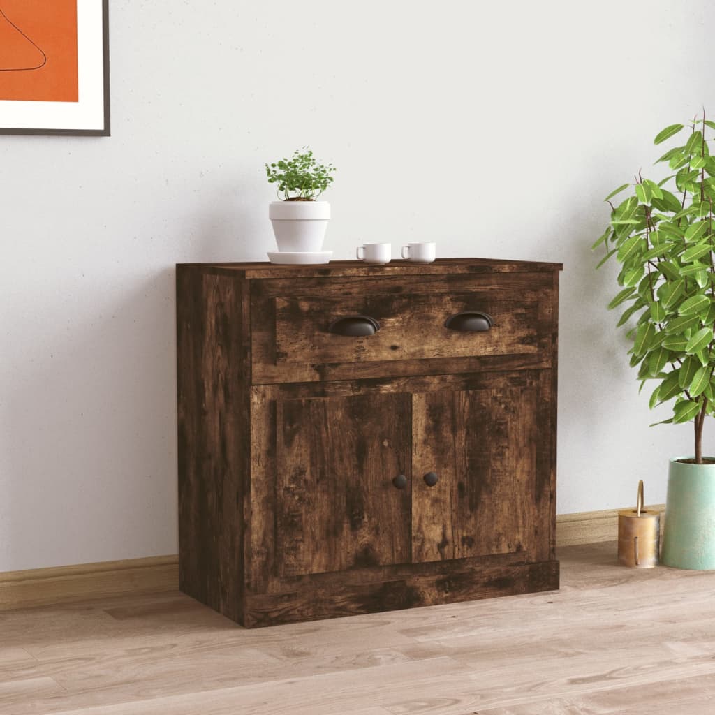 Image of Vidaxl Sideboard, Dresser With Storage Space, Living Room Cabinet With Doors, Sideboard Side Cabinet, Smoked Oak Wood Material
