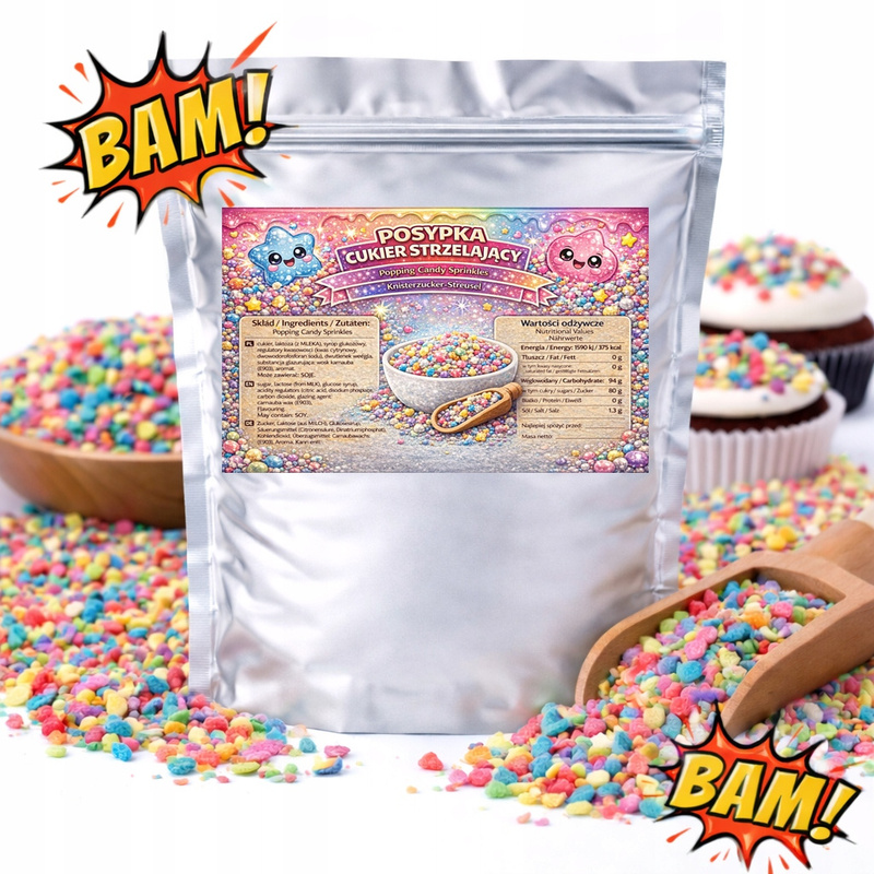 E-shop Schießender Zucker - Kuchen-, Keks- und Dessertstreusel mit Schießeffekt, 50g