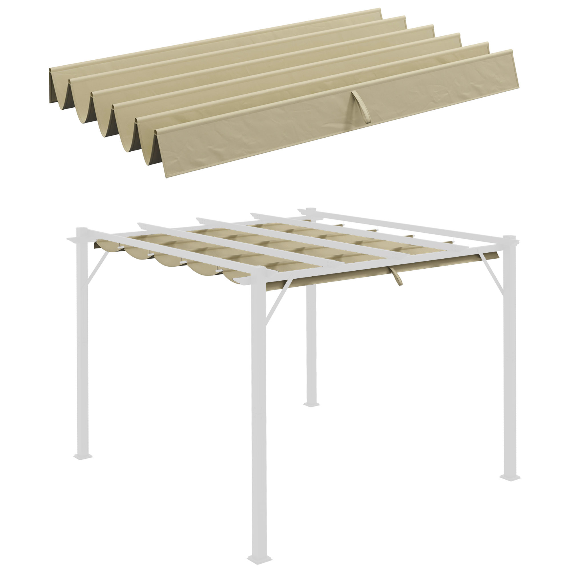 TEMU Outsunny Toile de toit pour pergola tonnelle rétractable de 2.5 x 2.55m - beige
