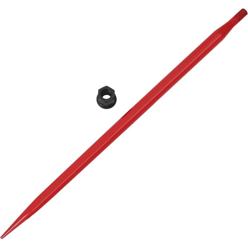 Image of Kimore Hay Spear 49" Bale Spear 3000 Lbs Capacity, Red Coated Bale Forks, Bale Spike Square 1 3/4" Wide, Bale Hay Spike With Hex Nut & Sleeve For Buckets Tractors Loaders