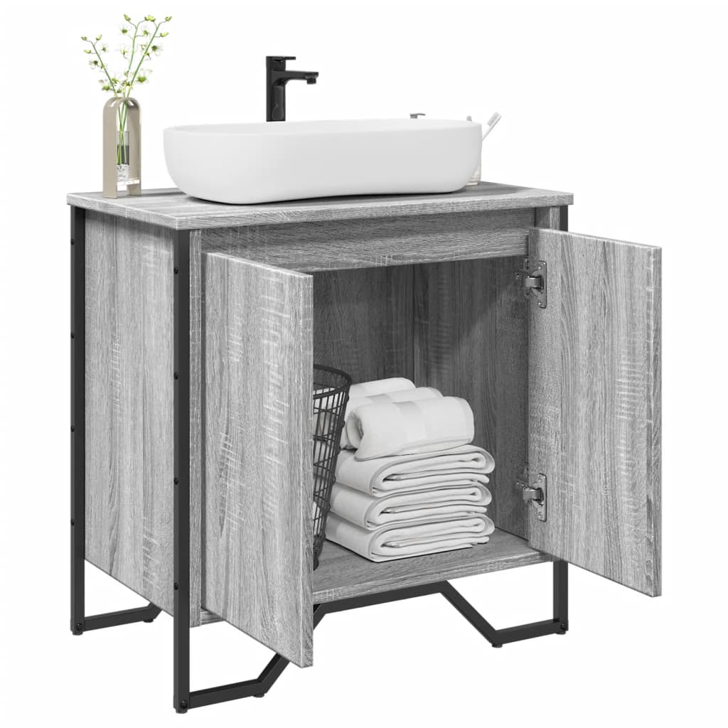 Image of Vidaxl Bathroom Vanity, Bathroom Cabinet, Storage Cabinet With Storage Space, Bathroom Cabinet Washbasin Cabinet, Grey Wood Grain