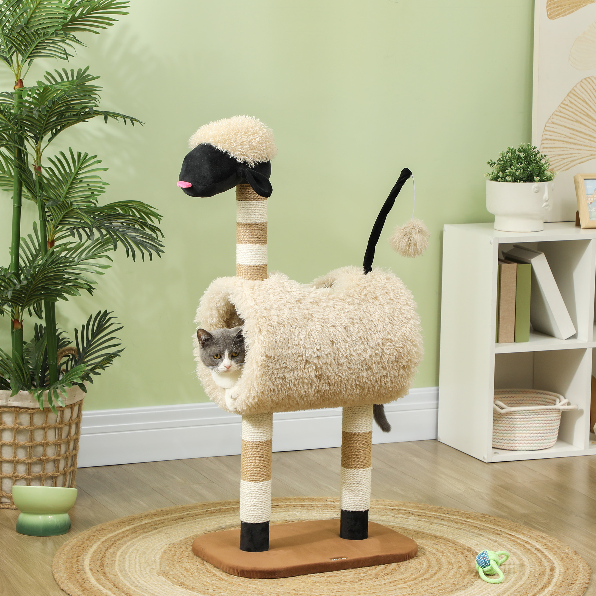 Scratching Tree 98 Cm Cat Tree With Scratching Post, Tunnel, Play Ball, Cat Scratching Tree In , For Cats Up To 5 Kg, Light Brown