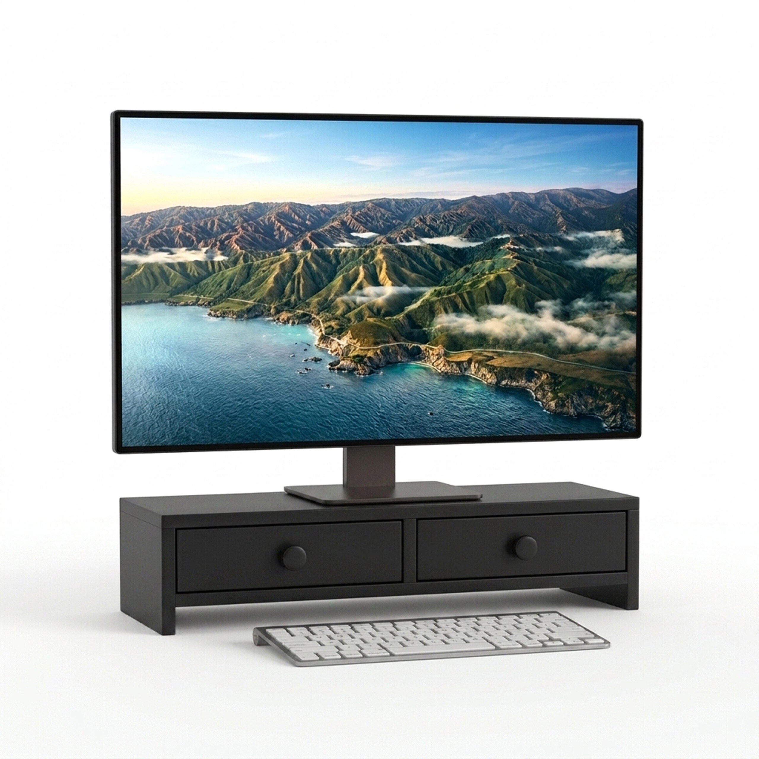 Image of Monitor Stands In Black - (w)47 X (h)12.5 X (d)18 Cm