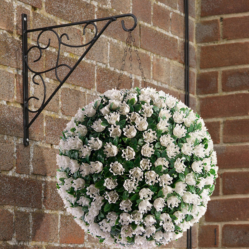 TEMU 28cm Artificial Flower Ball Hanging Decor (1pc) - Magenta/purple/white With Chain, Ideal For Garden Decor, Wedding Ceremony & Christmas