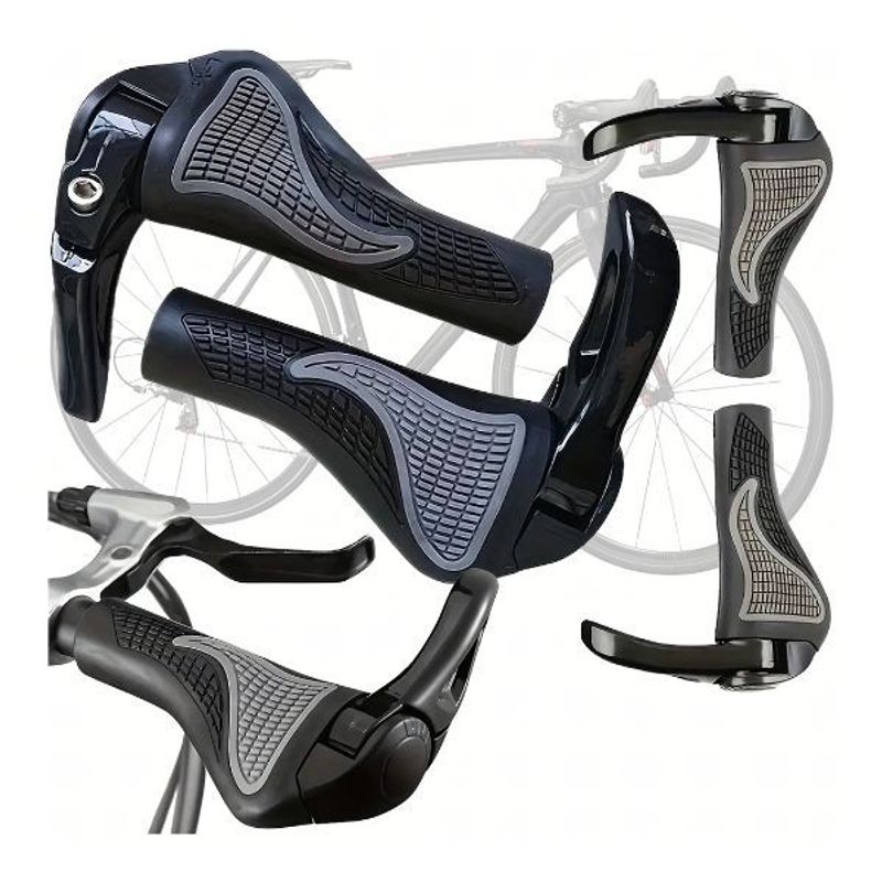 TEMU Bicycle Handlebars With Horns – Ergonomic, Slip-resistant, Black-grey.