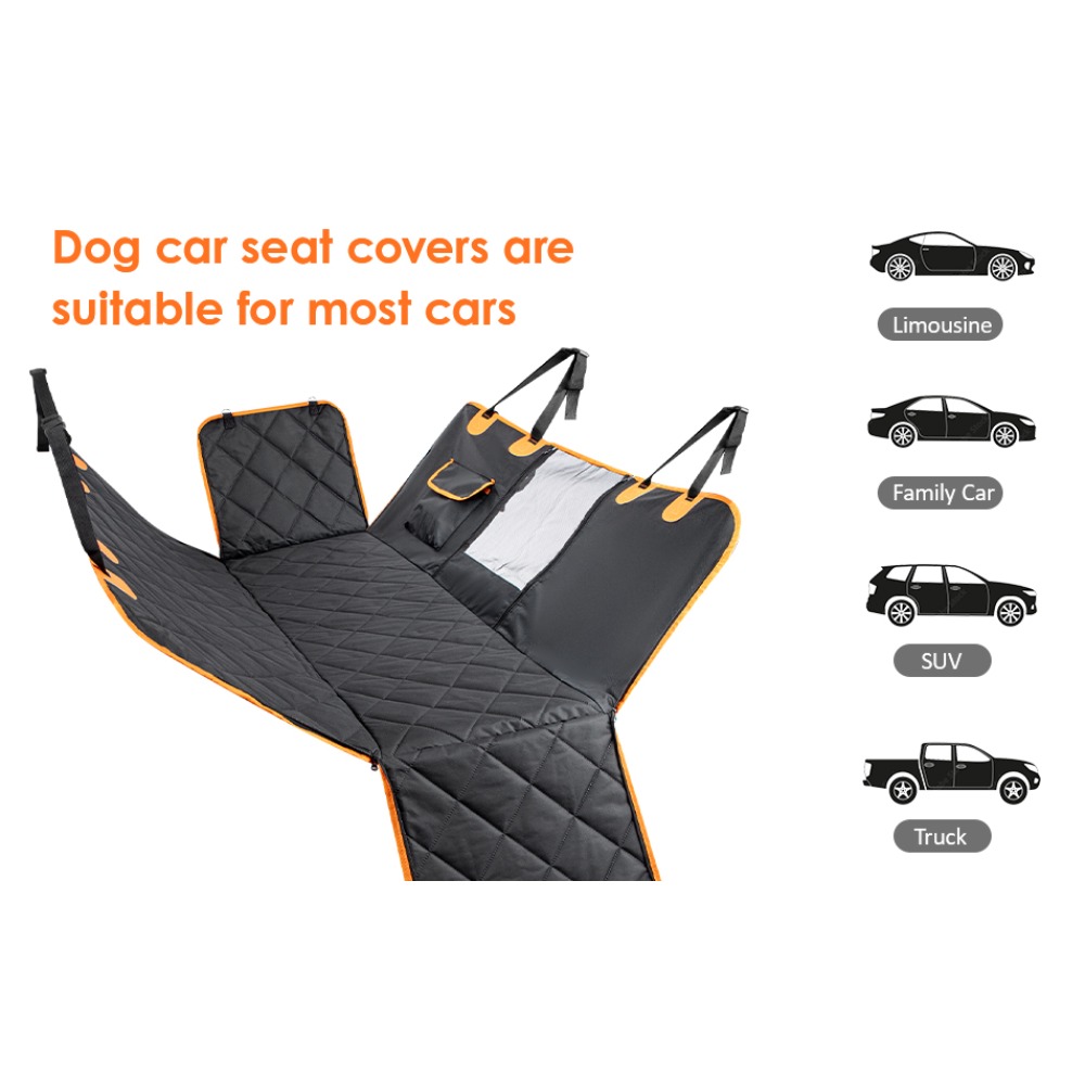Image of Dog Car Seat Cover For Back Seat With Mesh Window & Storage Bag, Non-slip Scratch-resistant Car Dog Bed For Cars/trucks/suvs