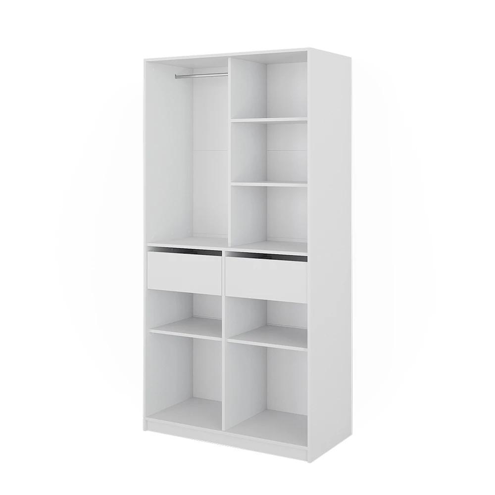 Image of Elmo White Wardrobe 100 X 200 Cm With 2 Drawers, Cabinet, Wardrobe Closet, Living Room Cabinet, Particle Board, 16 Mm, Bedroom