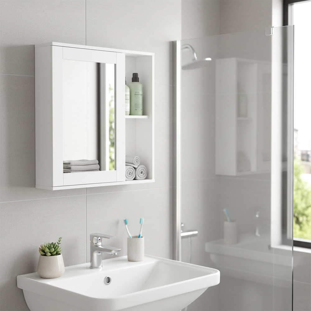 Bathroom Wall Cabinet with Mirror and Adjustable Shelves