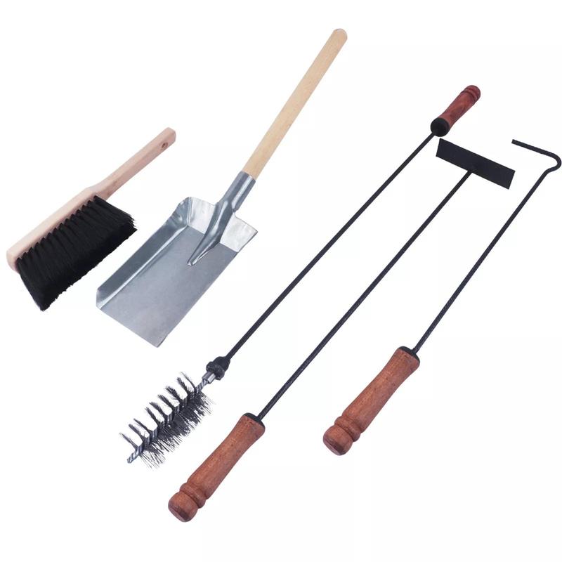Chimney Set 6pcs. Fireplace Tools, Coal Shovel, Fireplace Accessories, Hook, Ash Scraper