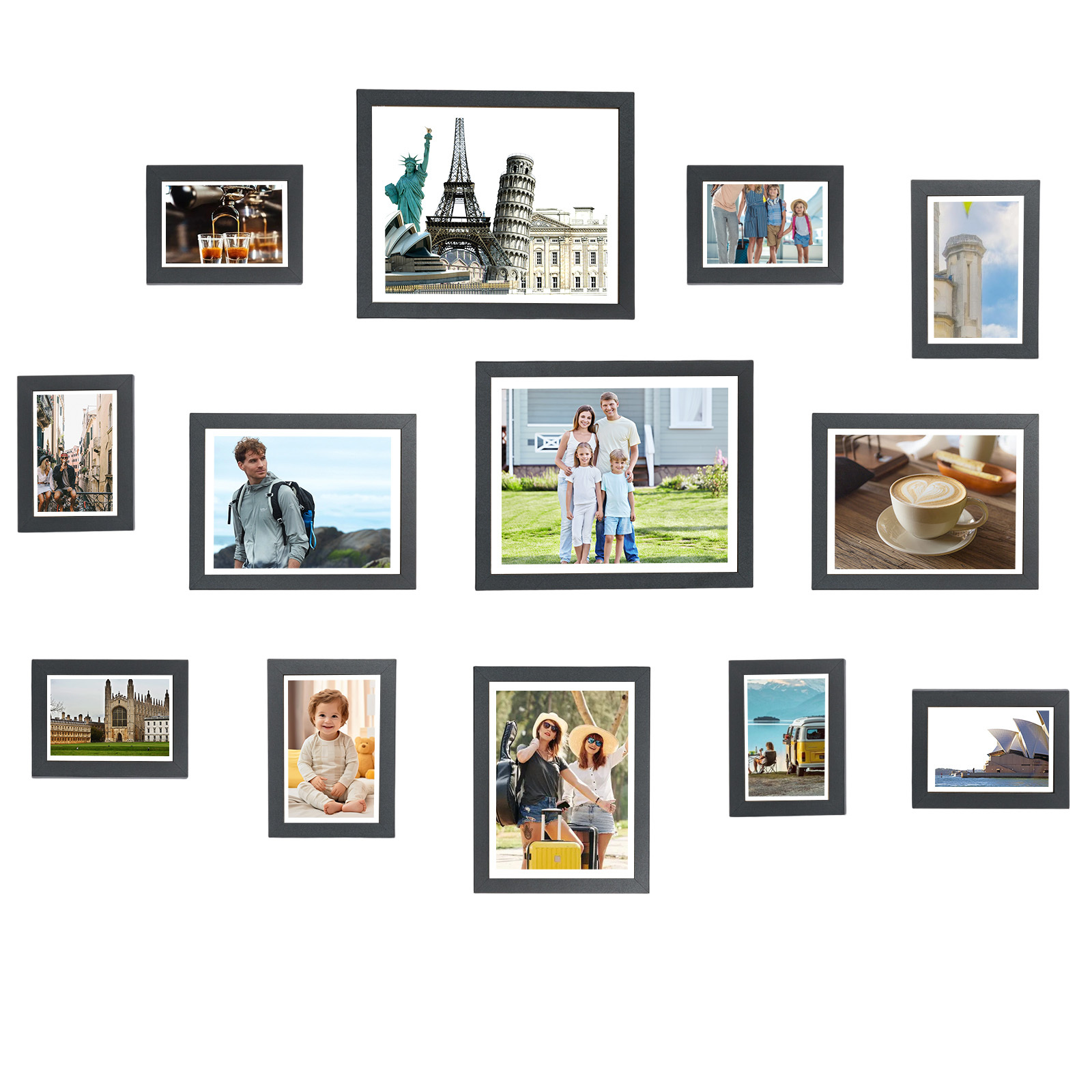 Image of 13-piece Wooden Picture Frame Set, Photo Gallery Wall Picture Frame Set In Sizes For Living Room, Bedroom & Hallway Decor