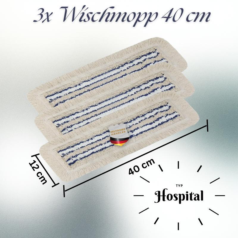 3-piece Mop Cover Set (40 Cm) - Floor Mop Covers For Hospitals & Care With Sliding For Ergonomic Work