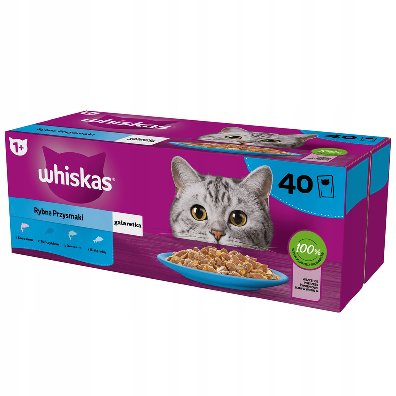 TEMU Whiskas Karma pour chats, friandises au poisson en gelée 85G X 40pièces