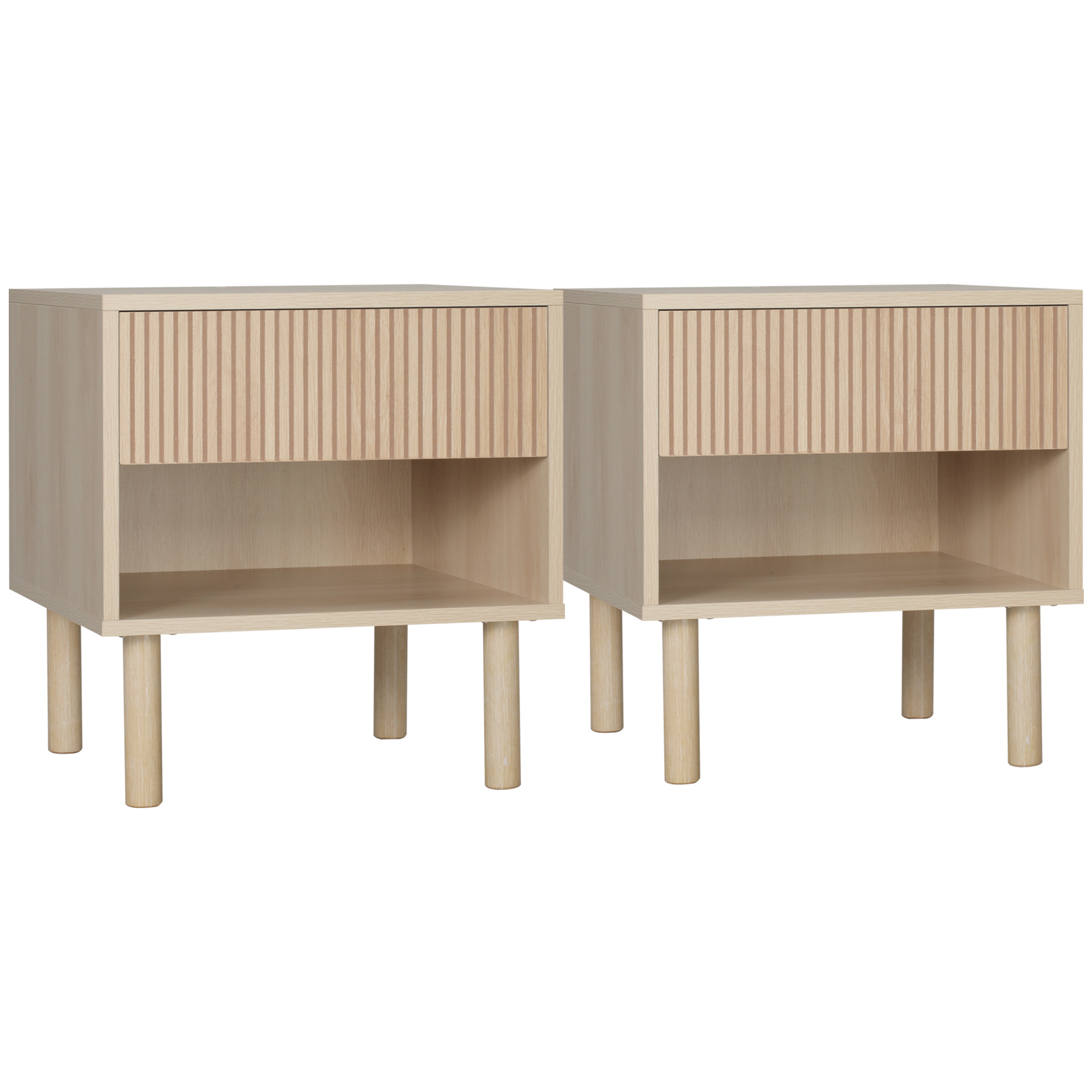 TEMU HOMCOM Lot de 2 tables de chevet table de nuit avec tiroirs et niches, table d'appoint style moderne pour chambre à coucher, salon, dim. 47 x 50