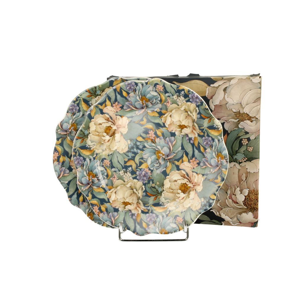 Cake Stand 2pcs Set Peony Blue - 19cm