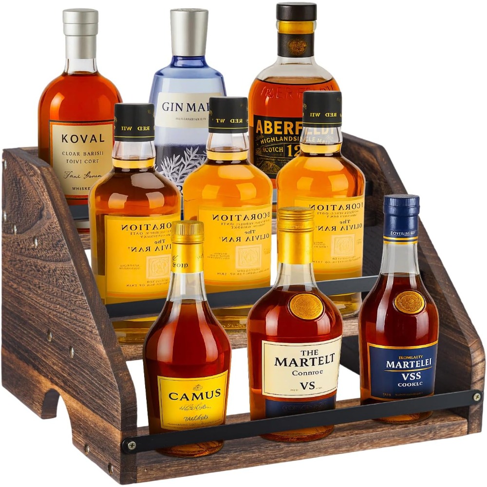 Image of 3-tier Wooden Shelf - Suitable As Coffee Syrup Shelf Or Wine Shelf, Ideal Spirits Shelf For Parties, , Cabinets And As Bar Accessories For Whisky & Other Spirits
