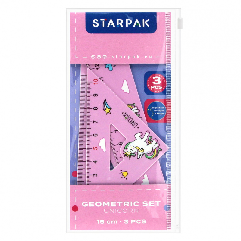 Geometry School Set, 3-piece, 15cm Unicorn, 538972