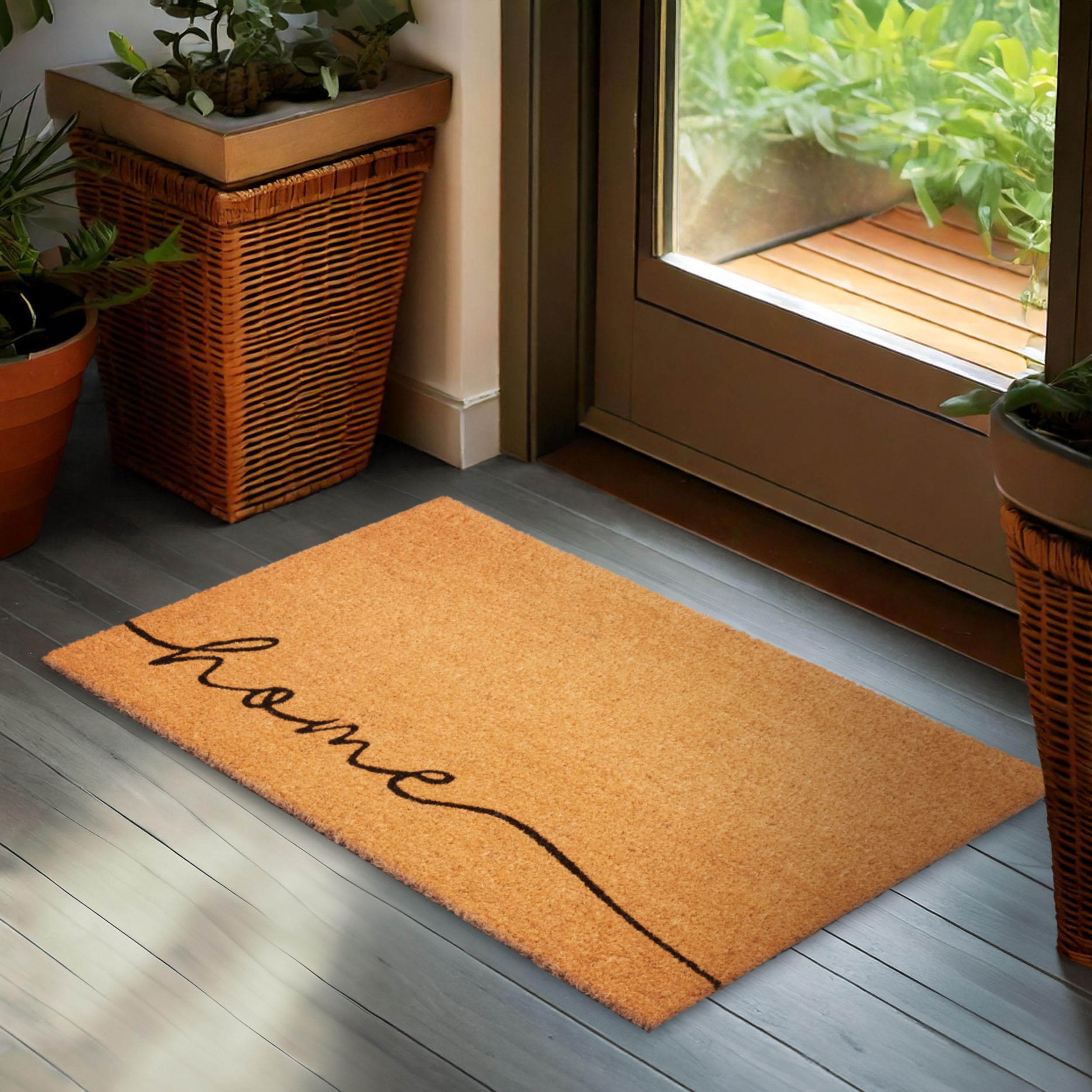 Image of Brubaker Doormat For Indoor And Outdoor Use - Home - 45 X 75 Cm Dirt Trap Mat Made Of 100% Coconut - Non-slip Weatherproof And Slip-resistant Doormat - Outdoor Entrance Mat For Front Door - Brown