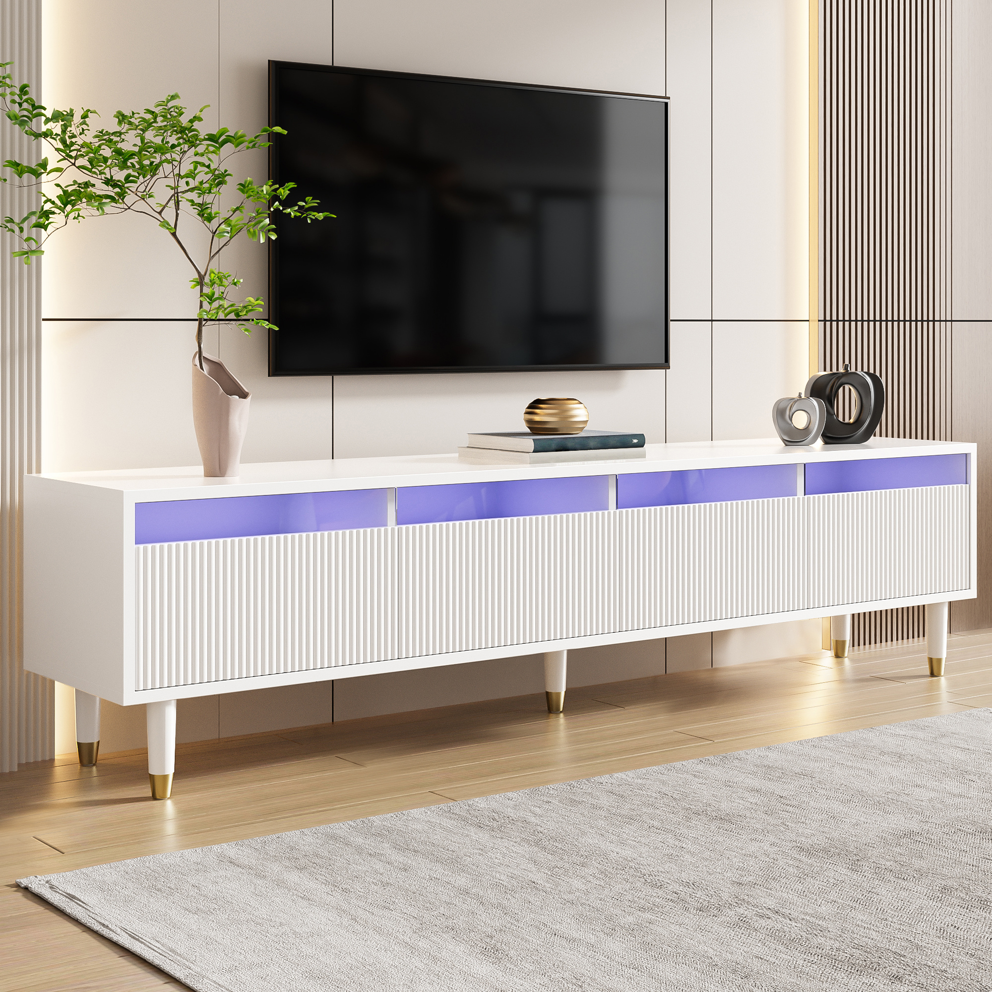 Modern Cabinet 178 Cm – , Storage, 4 Drawers, Mdf & Acrylic, Ideal For Living Room – Sturdy, Stylish & Versatile