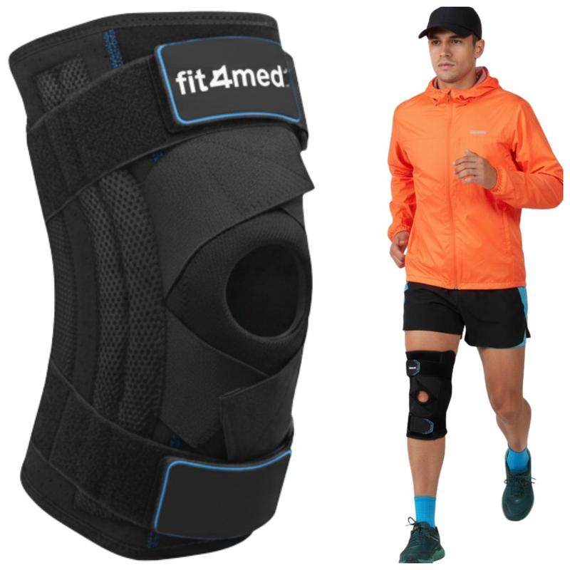 Knee Brace, Knee Size L, Universal For Leg, Neoprene With Technology, Side Springs Stabilizing, Adjustable Compression Straps, Acl And Patella Ring, Black Color, Above The Knee 44-48 Cm, 38-40 Cm.