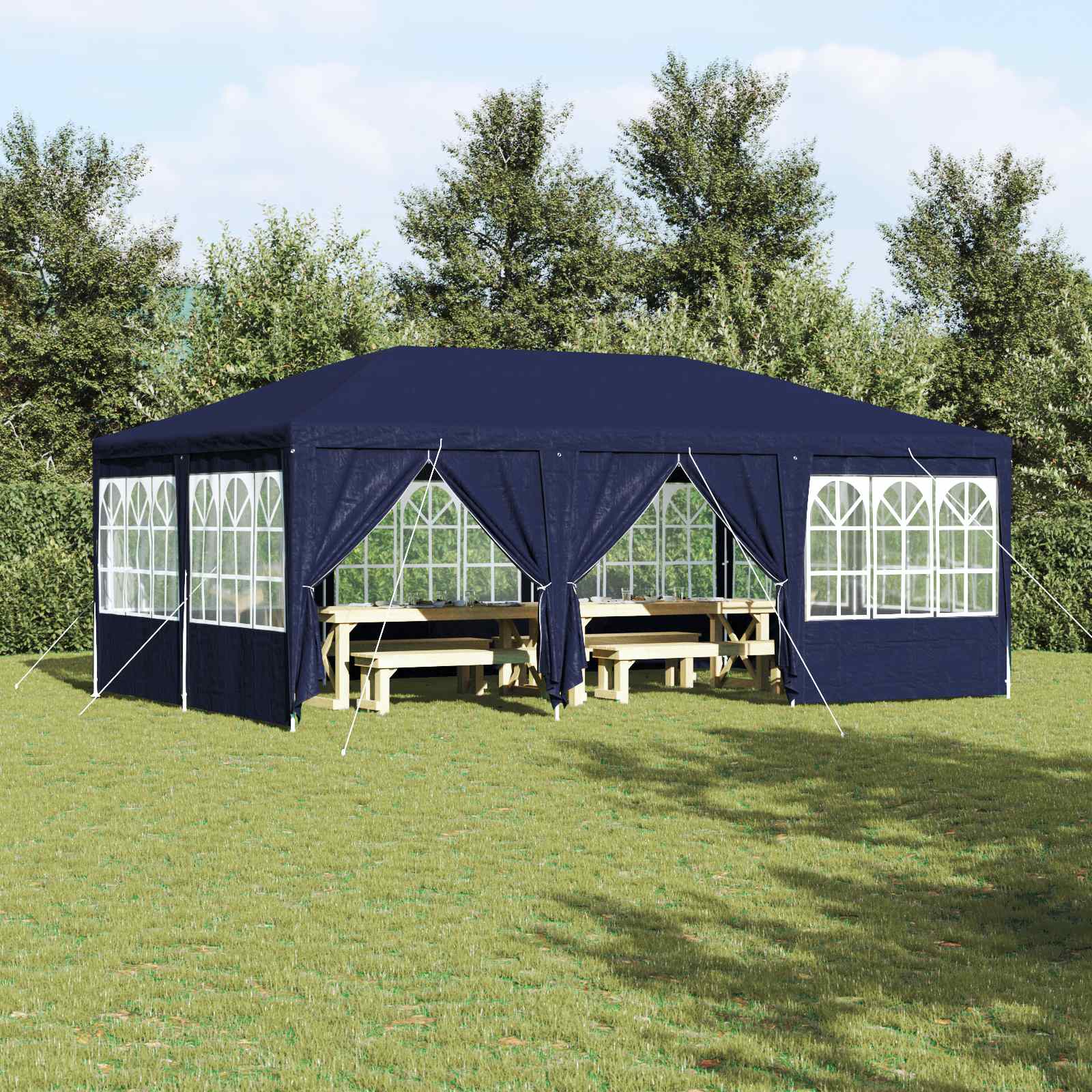 Image of Party Tent 600 X 400 X 266 Cm Blue Polyethylene, Garden And Terrace Party, , , Adjustable, Foldable Tent, Sun Protection, Temporary Roof